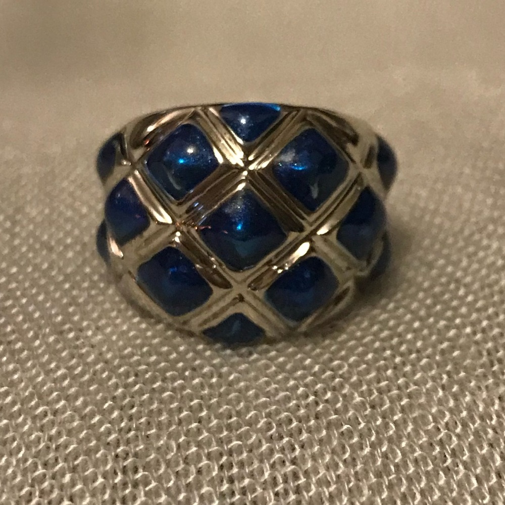 Silver Ring with Blue Detailing